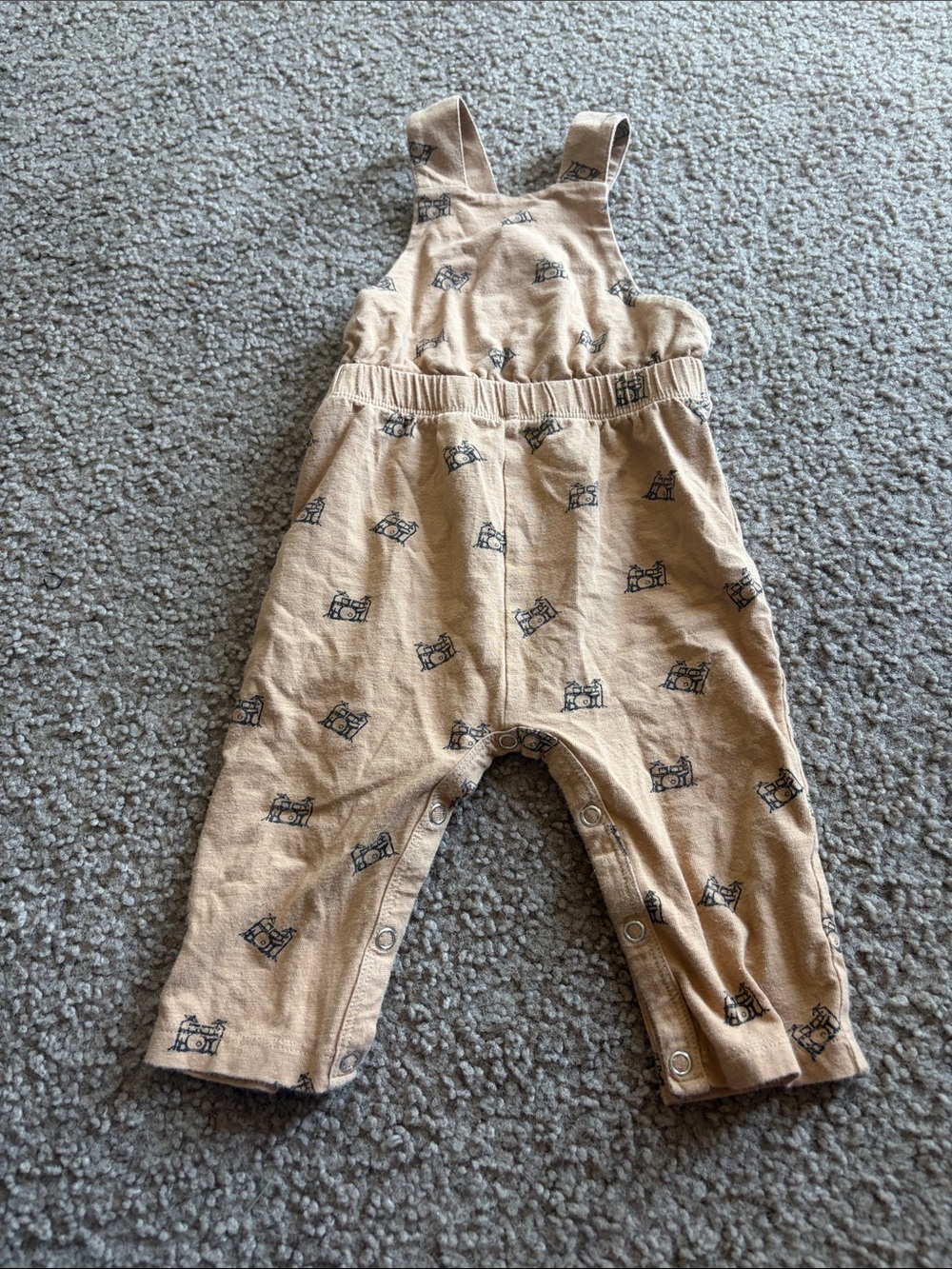 B73 Kate Quinn Little Liam Cotton Overalls, Drum Print, 6-12 months